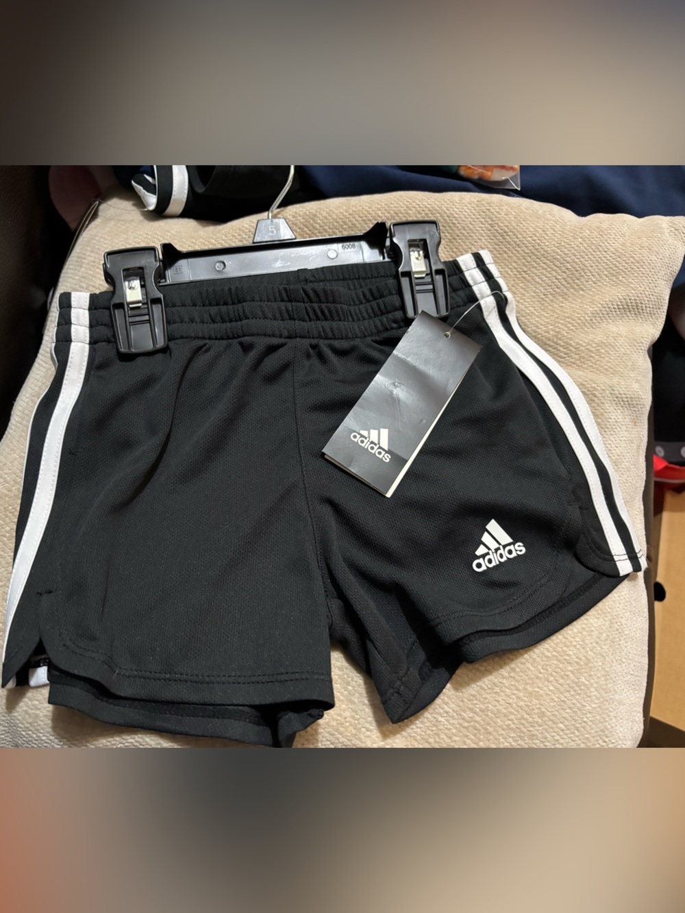 Girl adidas Black Shorts with White Three-Stripes and Logo